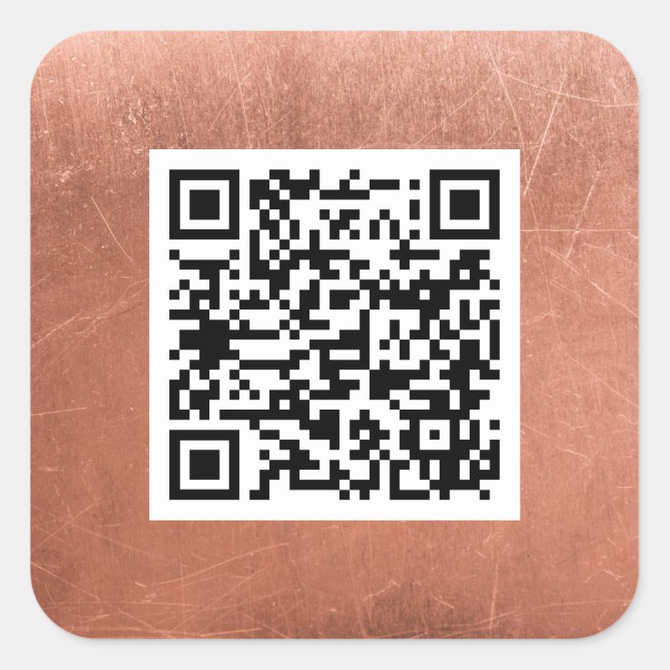 Plain QR Code Elegant Copper Bronze Professional Square Sticker | Zazzle