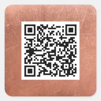 Plain QR Code Elegant Copper Bronze Professional Square Sticker