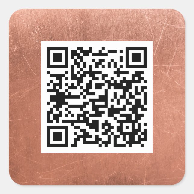 Plain QR Code Elegant Copper Bronze Professional  Square Sticker (Front)