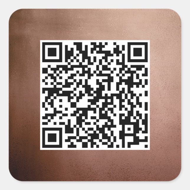 Plain QR Code Elegant Rose Gold Professional Square Sticker (Front)