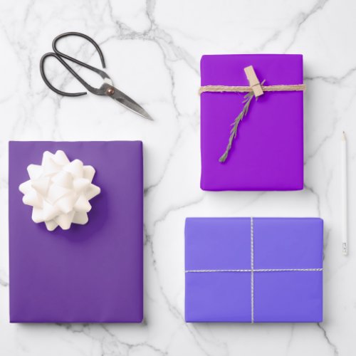 Plain Rebecca Violet Slate Purple Shades 3 Tones Wrapping Paper Sheets