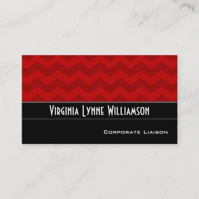 Plain Red Chevron Modern Business Cards (Front)