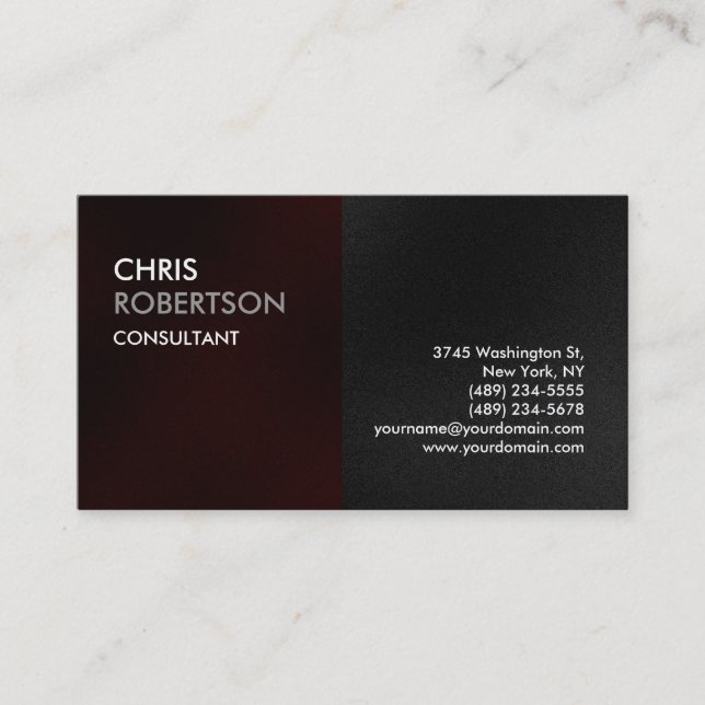 Plain Red Gray Attractive Charm Business Card (Front)