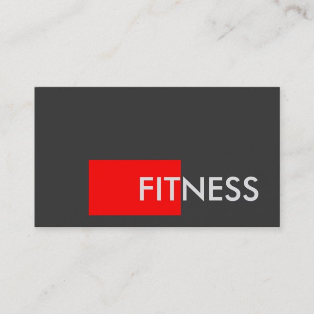 Plain Red Gray Fitness Trainer Business Card (Front)