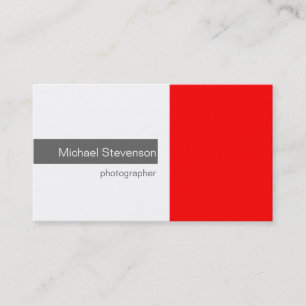 Plain Red Grey White Photography Business Card