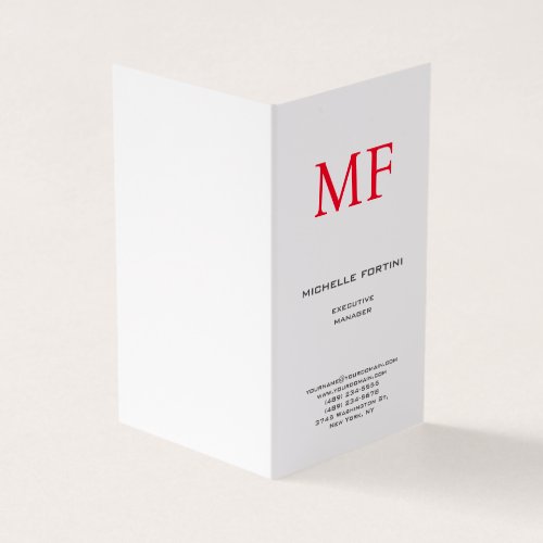 Plain Red Monogram Cute Minimalist Plain  Business Card