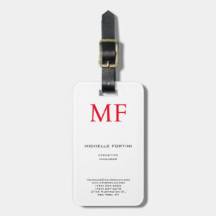 Plain Red Monogram Cute Minimalist Plain Luggage Tag