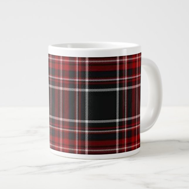 Plain Red Plaid Tartan Specialty Mug (Front Right)