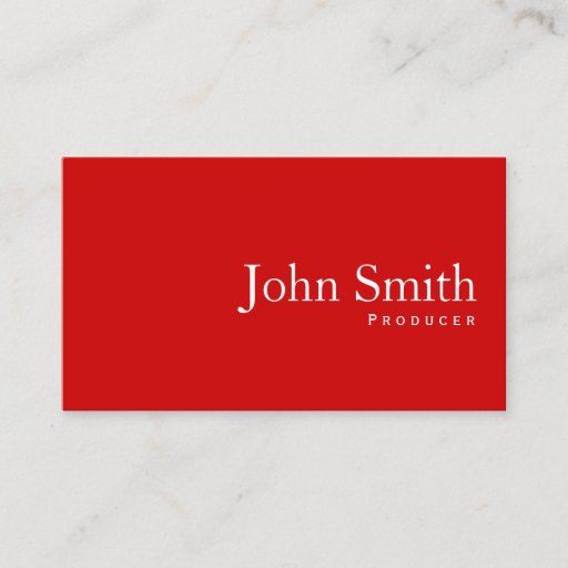 Customizable Simple Plain Red Producer Business Card