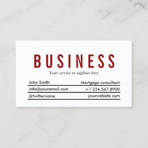 Plain Red Title Mortgage Agent Business Card