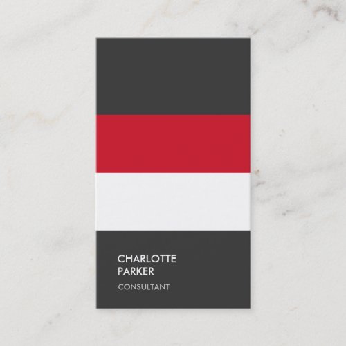 Plain Red White Gray Trendy Minimalist Modern Business Card