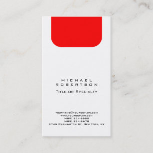 Plain Red White Monogram Professional Minimalist Business Card