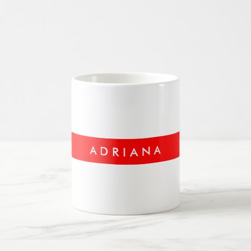 Plain Red White Professional Minimalist Name Coffee Mug