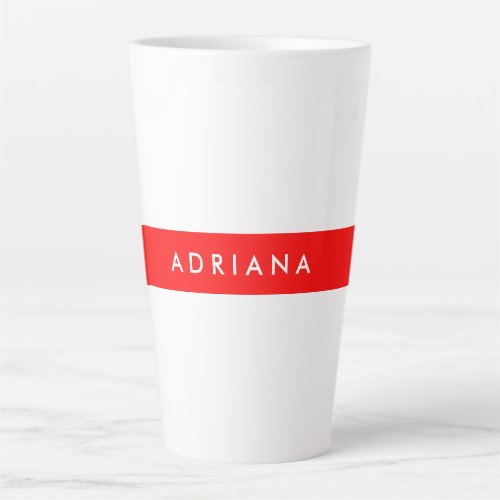 Plain Red White Professional Minimalist Name Latte Mug