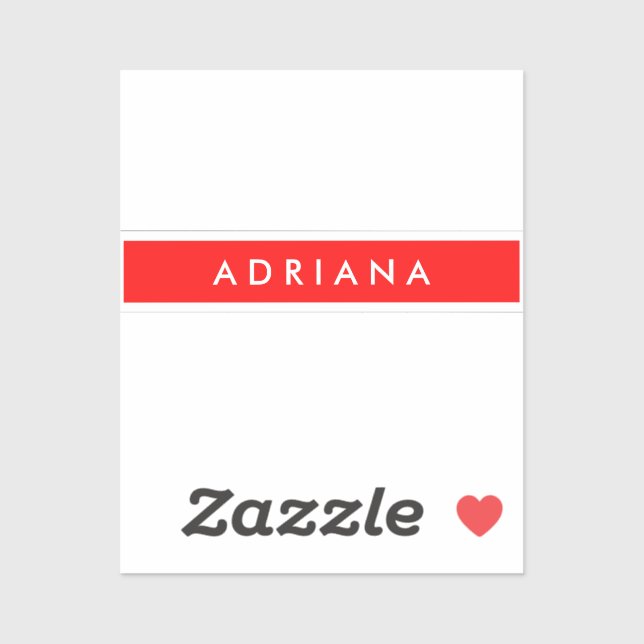 Plain Red White Professional Minimalist Name Sticker (Sheet)