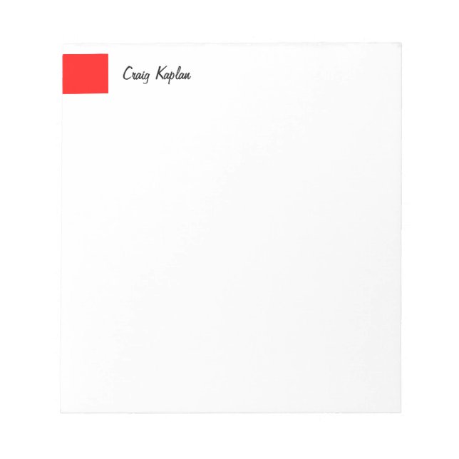 Plain Red White Simple Modern Minimalist Notepad (Front)