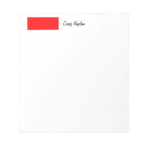 Plain Red White Simple Modern Name Edit Notepad