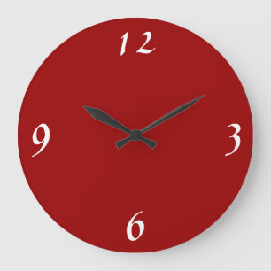 Plain Red with white >Minimalist Wall Clocks