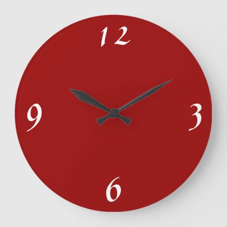Plain Red With White >minimalist Wall Clocks