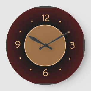 Plain RedBrown with Tan Center Kitchen Clock