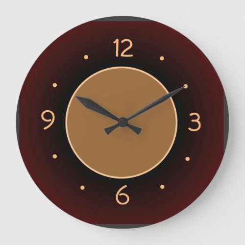 Plain RedBrown with Tan Center  Kitchen Clock