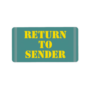 Plain "Return To Sender" Label