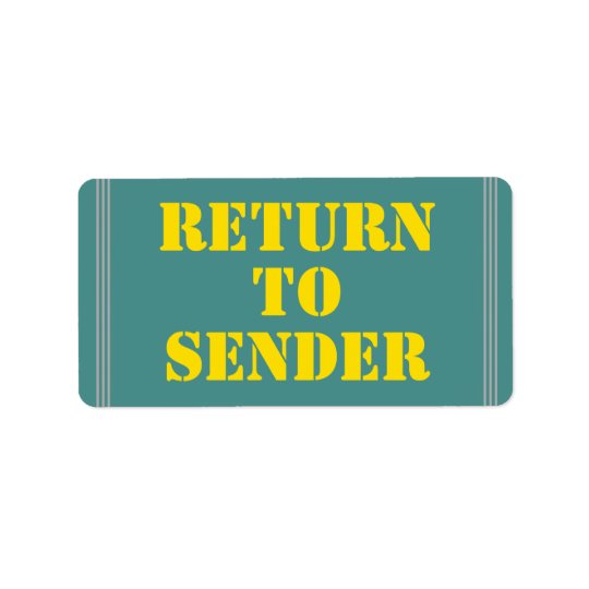 Plain "Return To Sender" Label