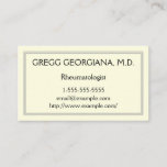 [ Thumbnail: Plain Rheumatologist Business Card ]