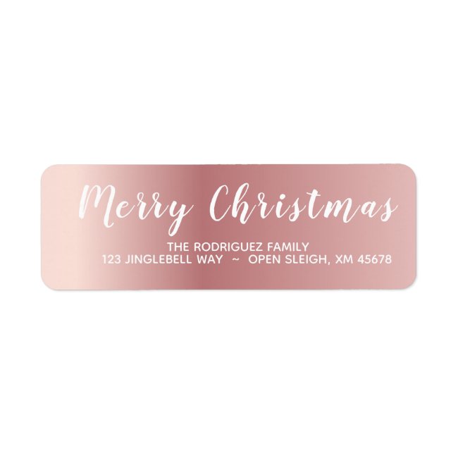 Plain Rose Gold Merry Christmas Calligraphy
