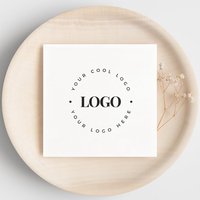 Plain Round Business Logo Company Event Minimalist Napkins (Creator Uploaded)