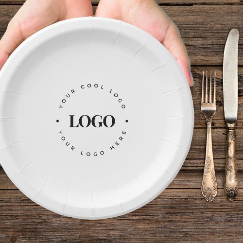 Plain Round Business Logo Company Event Minimalist Paper Plates