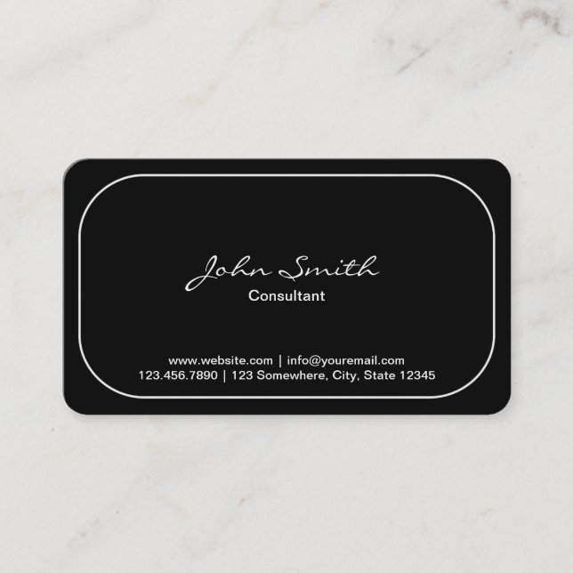 Plain Round Corner Consultant Dark Business Card (Front)