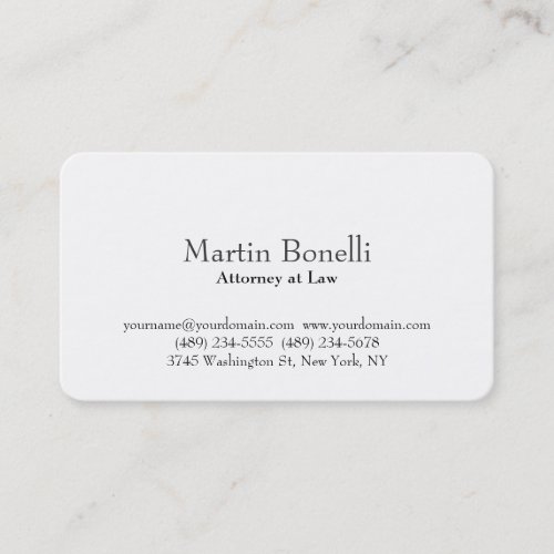 Plain Rounded Corner Attorney at Law Business Card