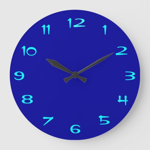 Plain Royal Blue and Aqua  Plain RoundClocks Large Clock