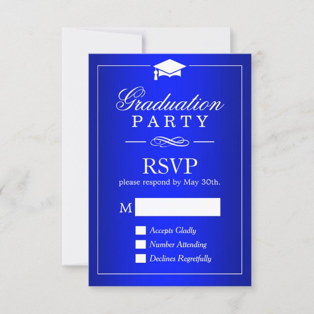 Plain Royal Blue Graduation Party RSVP Card (Front)