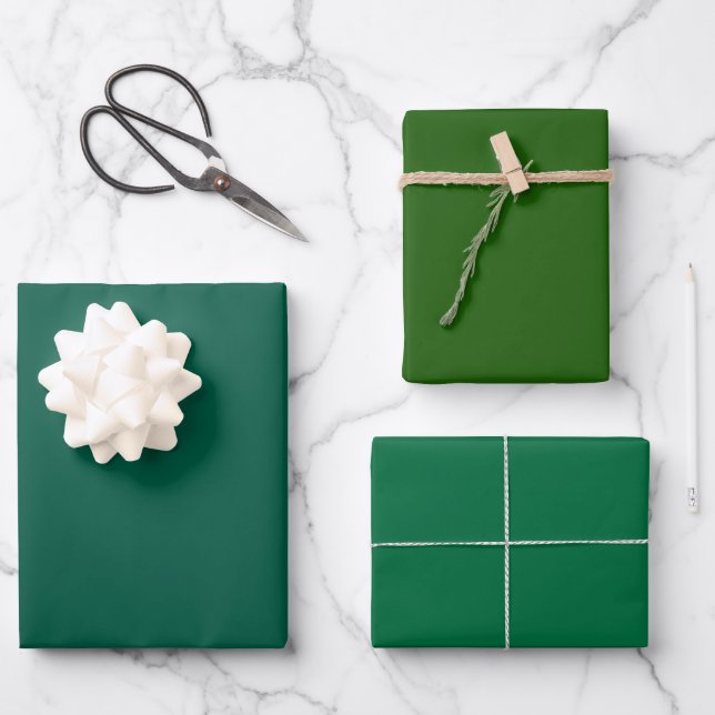 Plain Sacramento Cadmium Green Shades 3 Tones Wrapping Paper Sheets (Front)