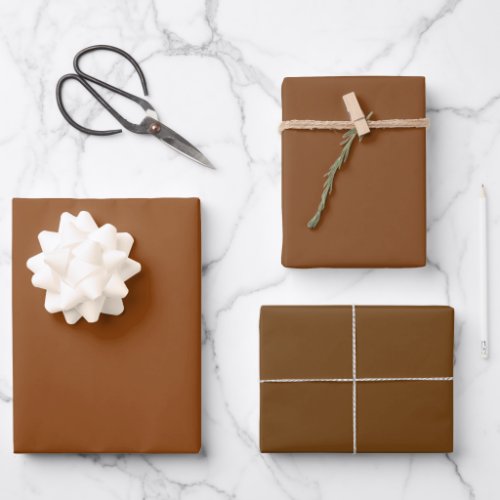 Plain Saddle Russet Sepia Brown Shades 3 Tones Wrapping Paper Sheets