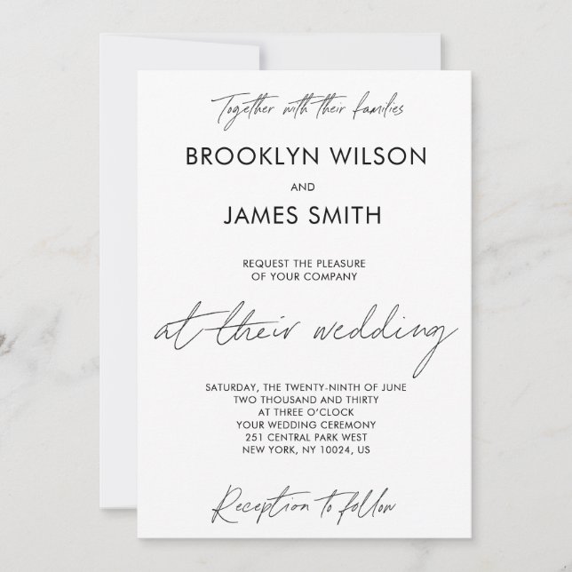 Plain Script Wedding Invitations (Front)