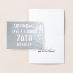 [ Thumbnail: Plain Silver Foil 76th Birthday Greeting Card ]