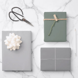 Plain Silver Smoke Spanish Gray Shades 3 Tones Wrapping Paper Sheets