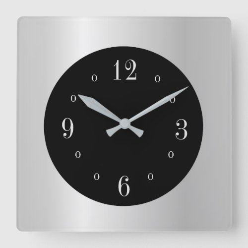 Plain Silver with Black Face Wall Clock