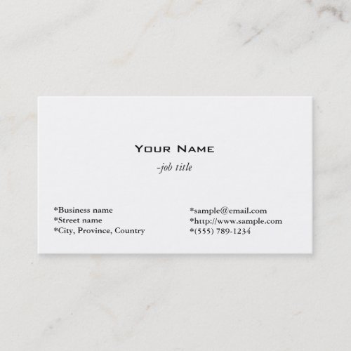 plain, simple business card template