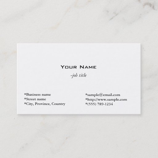 Customizable plain, simple business card template