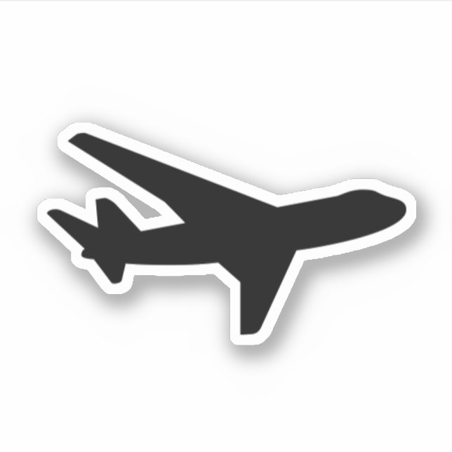 Plain Simple Black Airplane Silhouette Outline Sticker (Front)