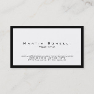 Plain Simple Black Border White Business Card