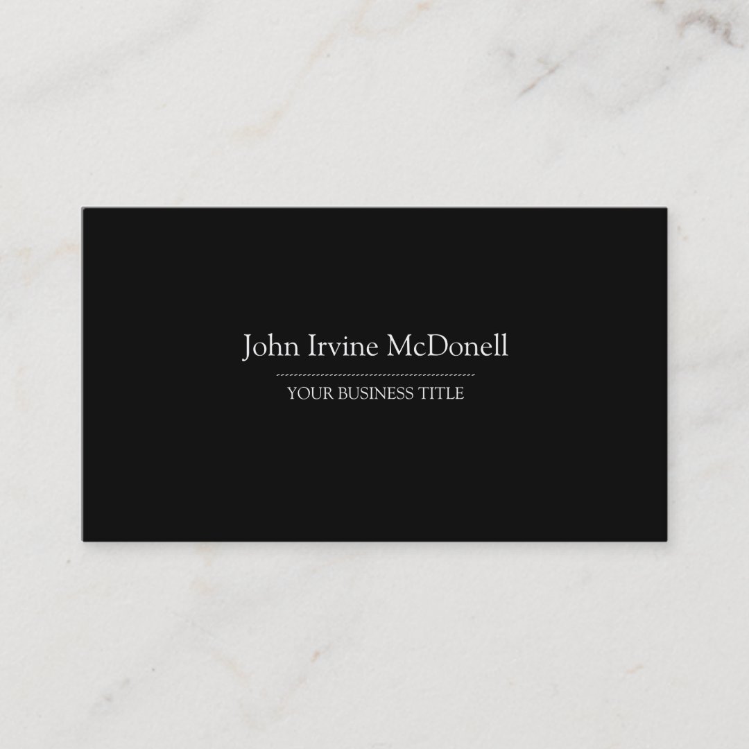 Plain & Simple Black Business Card | Zazzle