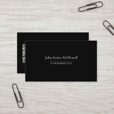 Plain & Simple Black Business Card With Qr Code