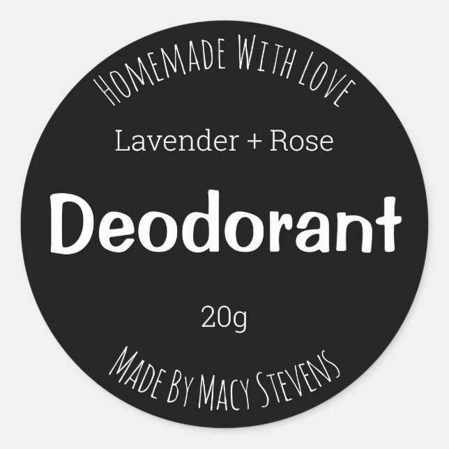 Plain Simple Black Deodorant Classic Round Sticker (Front)