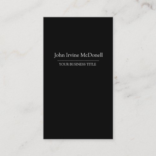 Plain &amp; Simple Black Vertical Business Card