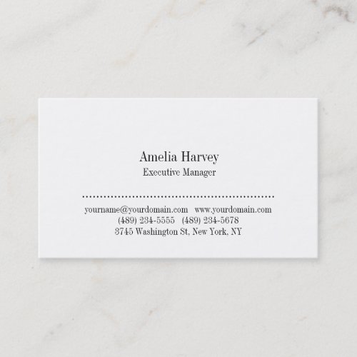 Plain Simple Black  White Classical Professional Business Card